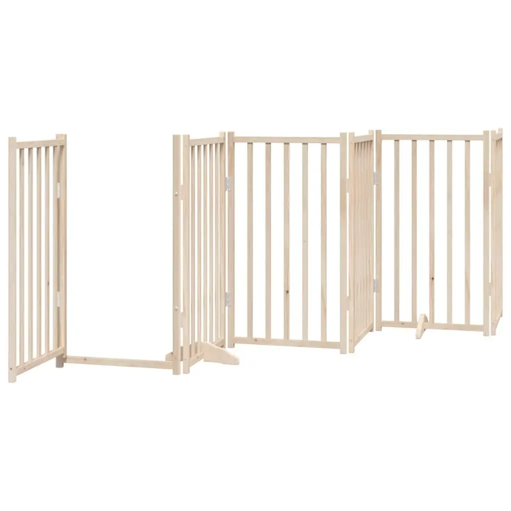 Dog Gate Foldable 6 Panels 300cm Solid Wood Pet Safety Barrier