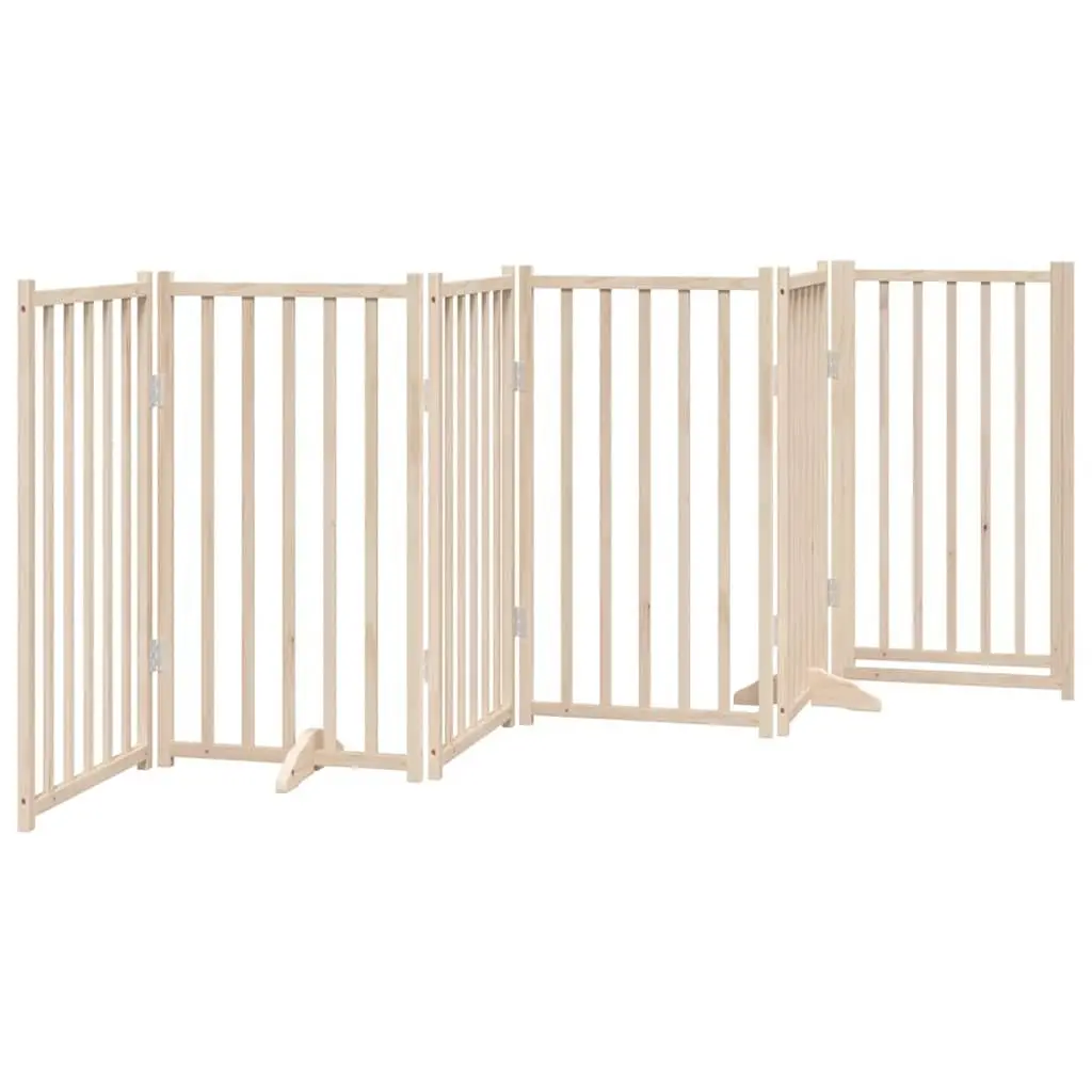 Dog Gate Foldable 6 Panels 300cm Solid Wood Pet Safety Barrier