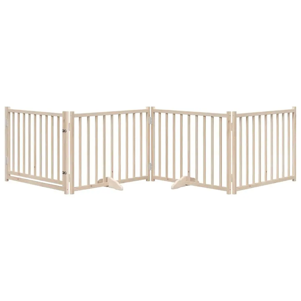Dog Gate Foldable 4 Panels 320cm Solid Wood Pet Safety Barrier