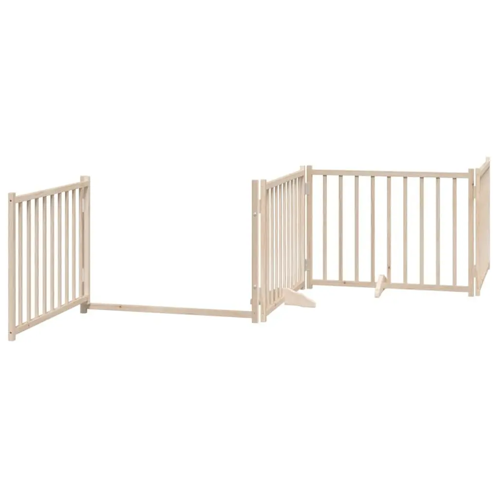 Dog Gate Foldable 4 Panels 320cm Solid Wood Pet Safety Barrier