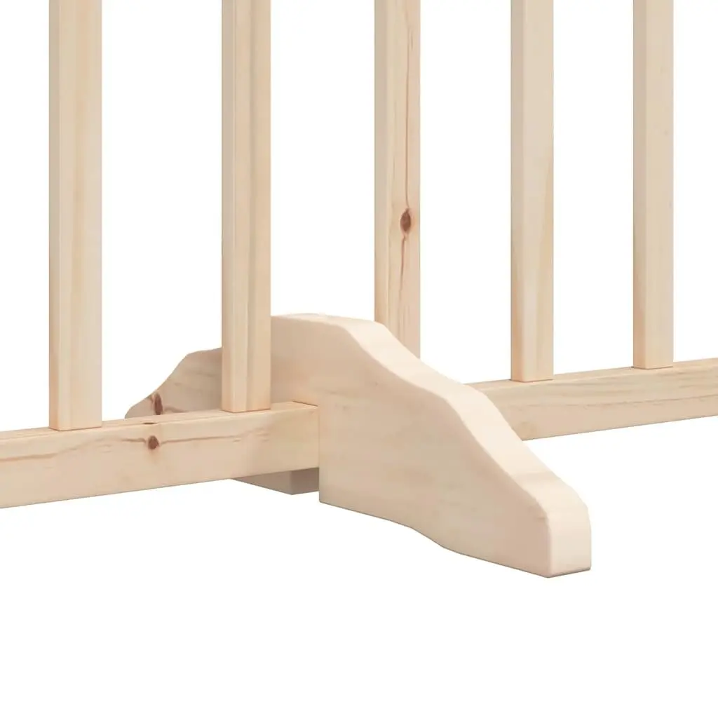 Dog Gate Foldable 4 Panels with Door Solid Wood Pet Safety Barrier