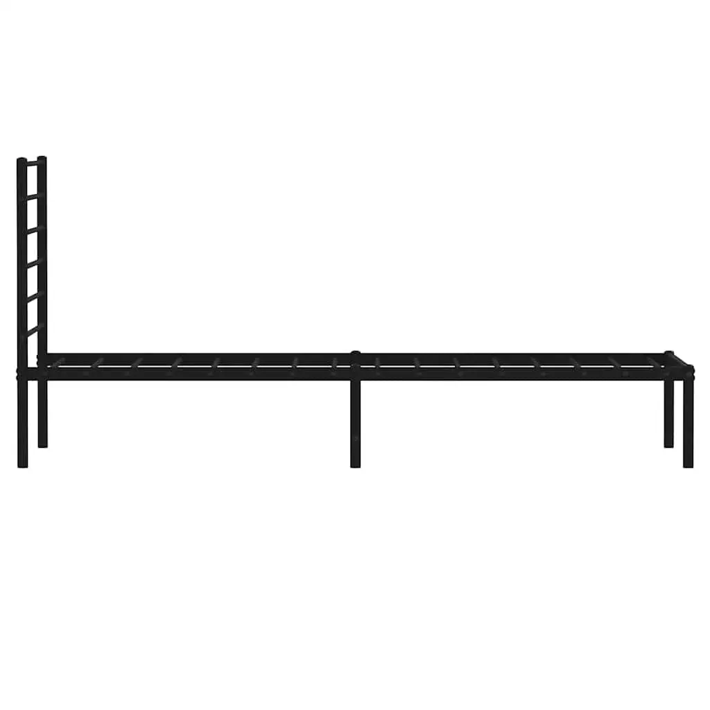 Metal Bed Frame King Size Black Powder-Coated Steel Slatted Base 107x203cm