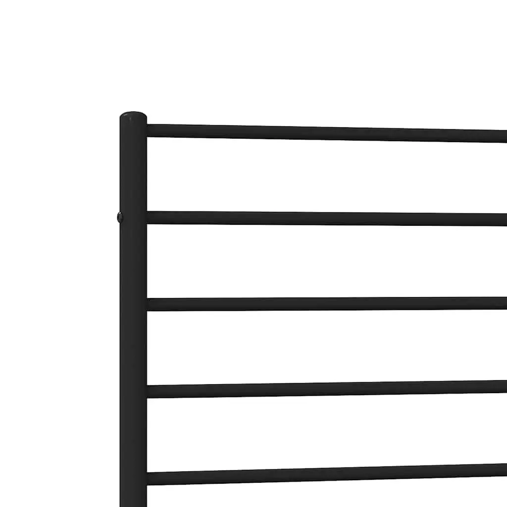 Metal Bed Frame King Size Black Powder-Coated Steel Slatted Base 107x203cm