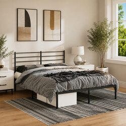 Welcome Comfort with a Black Metal Bed Frame 150x200 cm