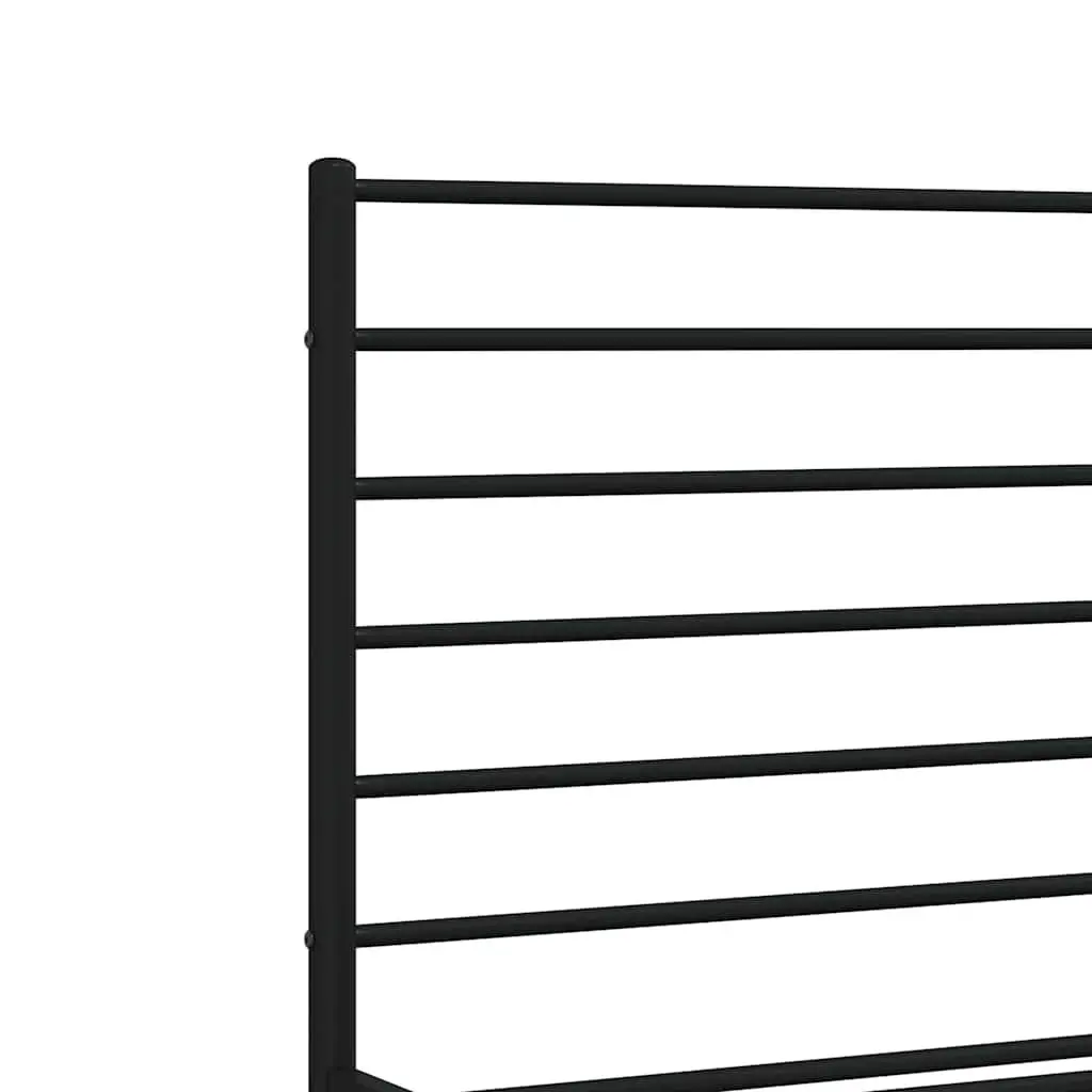 Metal Bed Frame Black with Headboard 150x200 cm