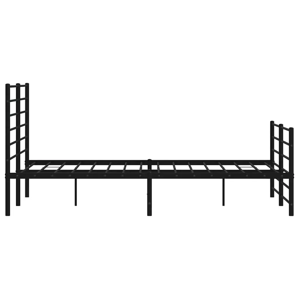 Metal Bed Frame 135x190 cm with Footboard Headboard Slatted Base Black