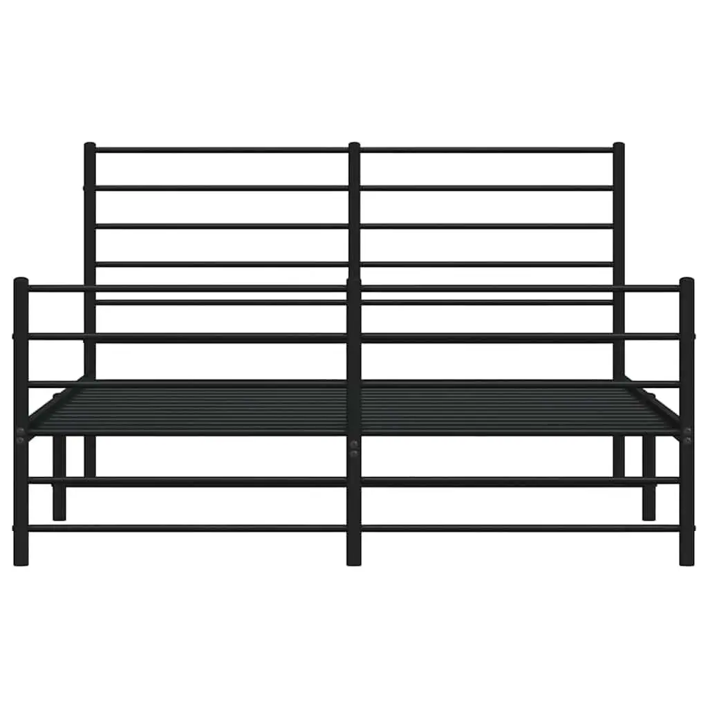 Metal Bed Frame Black 150x200 cm Slatted Base