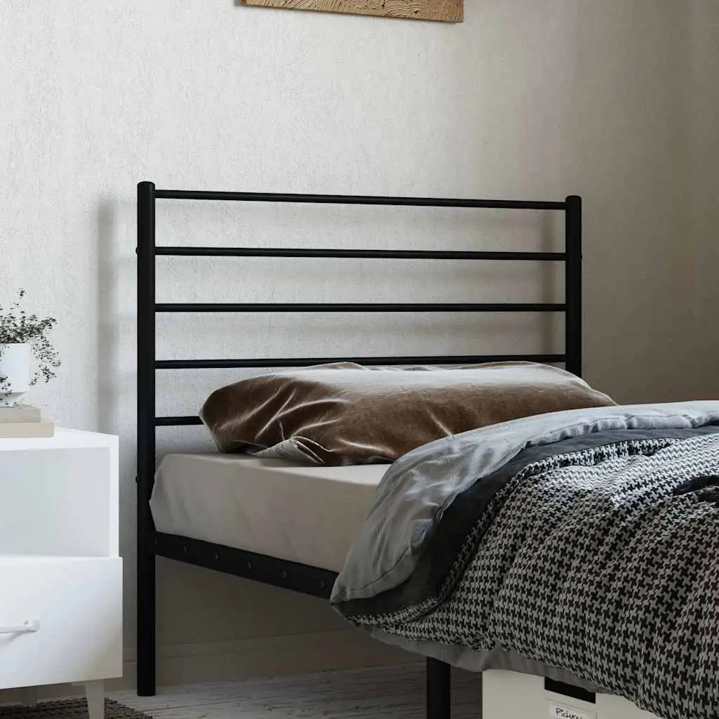 Metal Headboard Black 107cm Bedroom Bed Frame Header Powder-Coated Steel Support