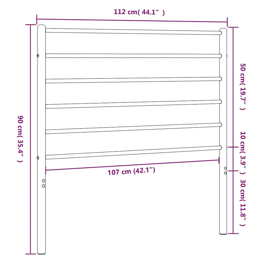 Metal Headboard Black 107cm Bedroom Bed Frame Header Powder-Coated Steel Support