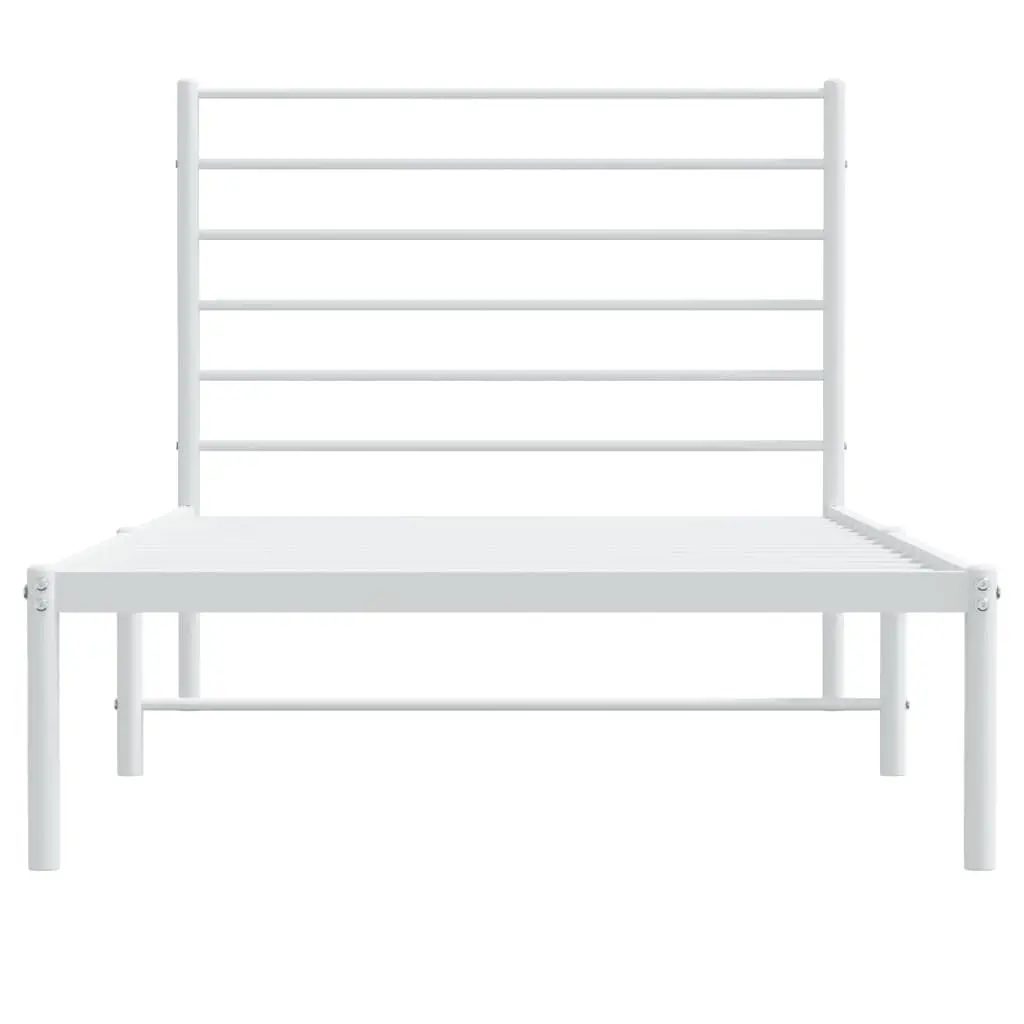 Metal Bed Frame King Single White with Headboard 107x203cm