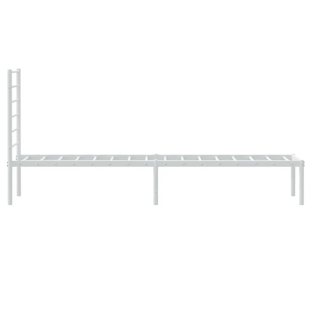 Metal Bed Frame King Single White with Headboard 107x203cm