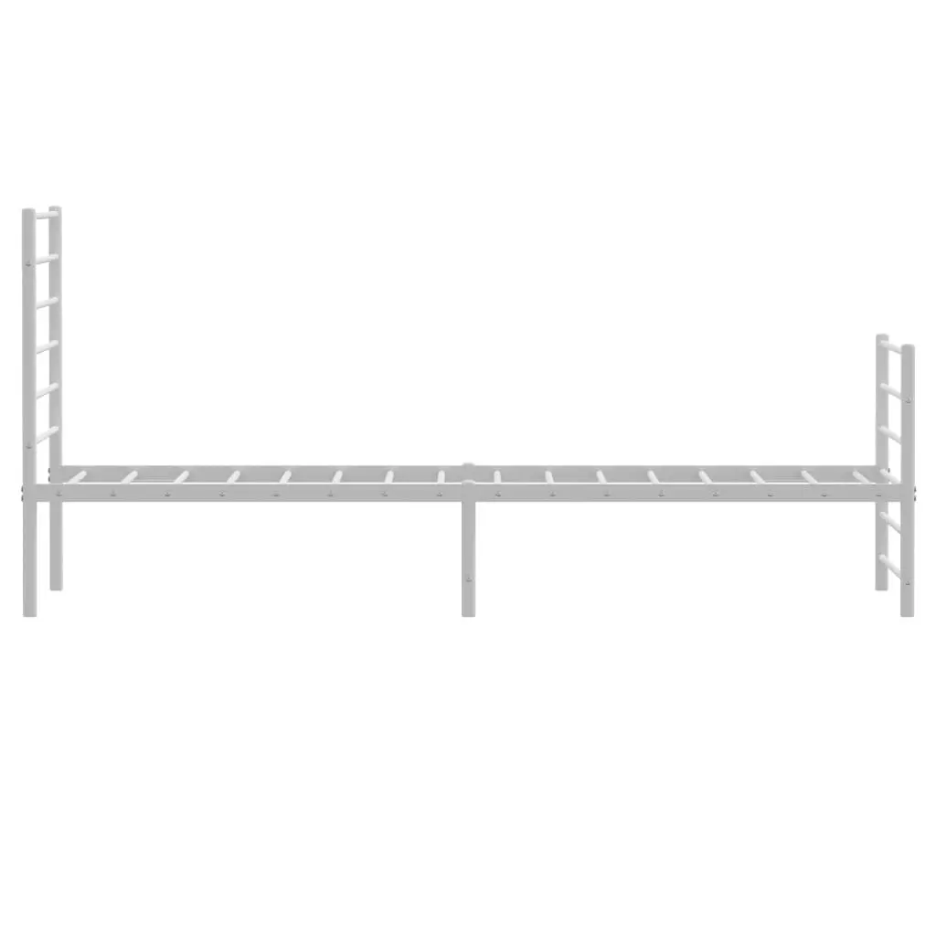 Metal Bed Frame King Size Powder-Coated Steel 107x203 cm White Footboard