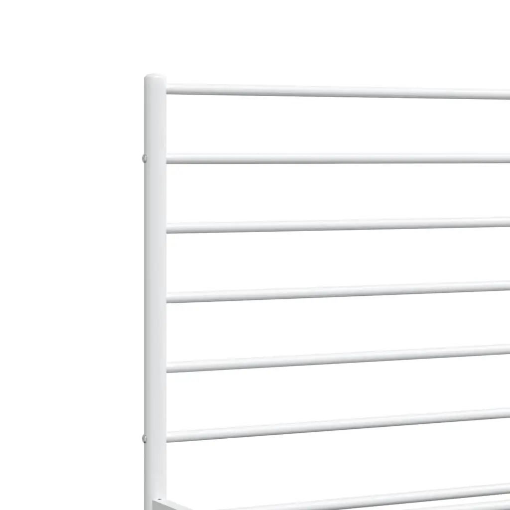 Metal Bed Frame 150x200 cm with Footboard Headboard White Steel Bedroom