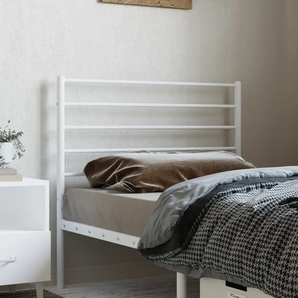 White Metal Bed Headboard 90cm Sturdy Powder Coated Steel Frame Support