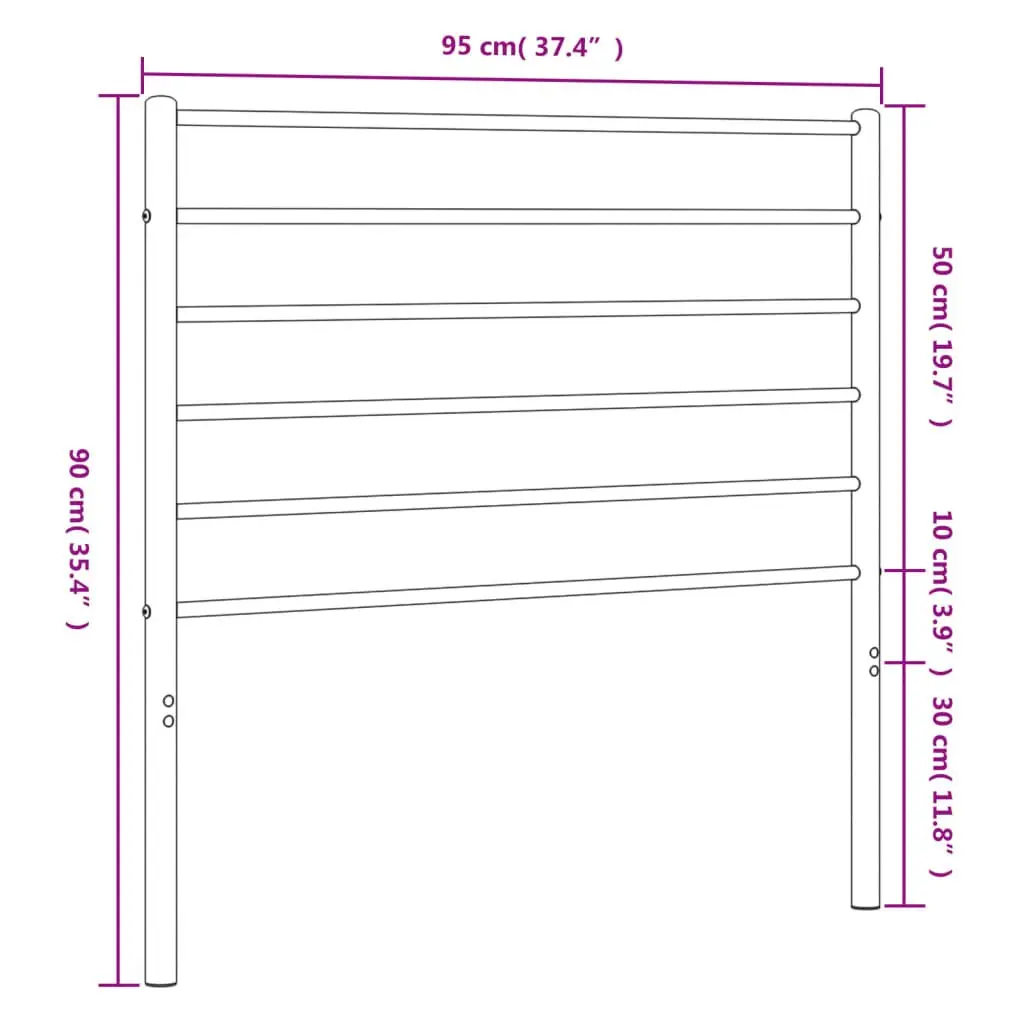White Metal Bed Headboard 90cm Sturdy Powder Coated Steel Frame Support