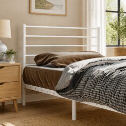 Metal Headboard White 107cm Bed Header Bedroom Furniture Stylish Design