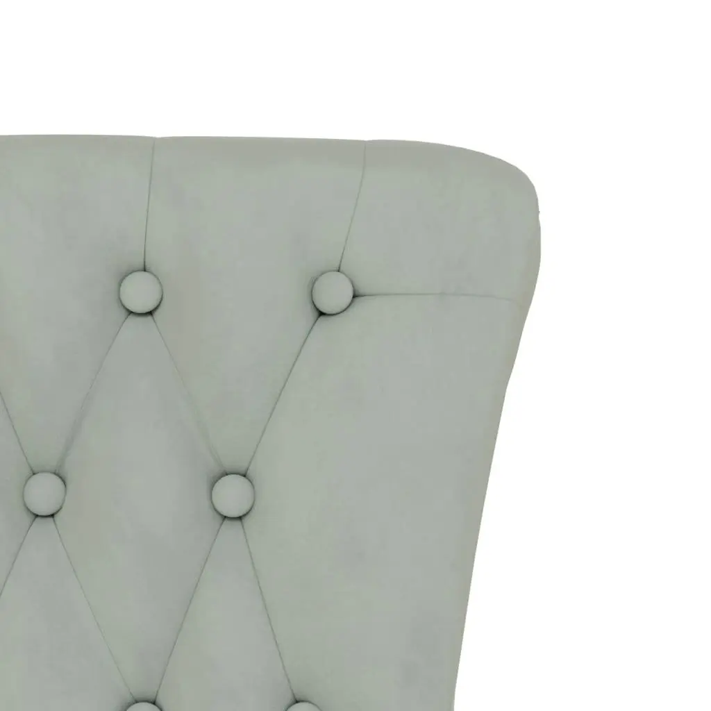 Light Grey Velvet High Back Armchair Button Tufted Accent Chair
