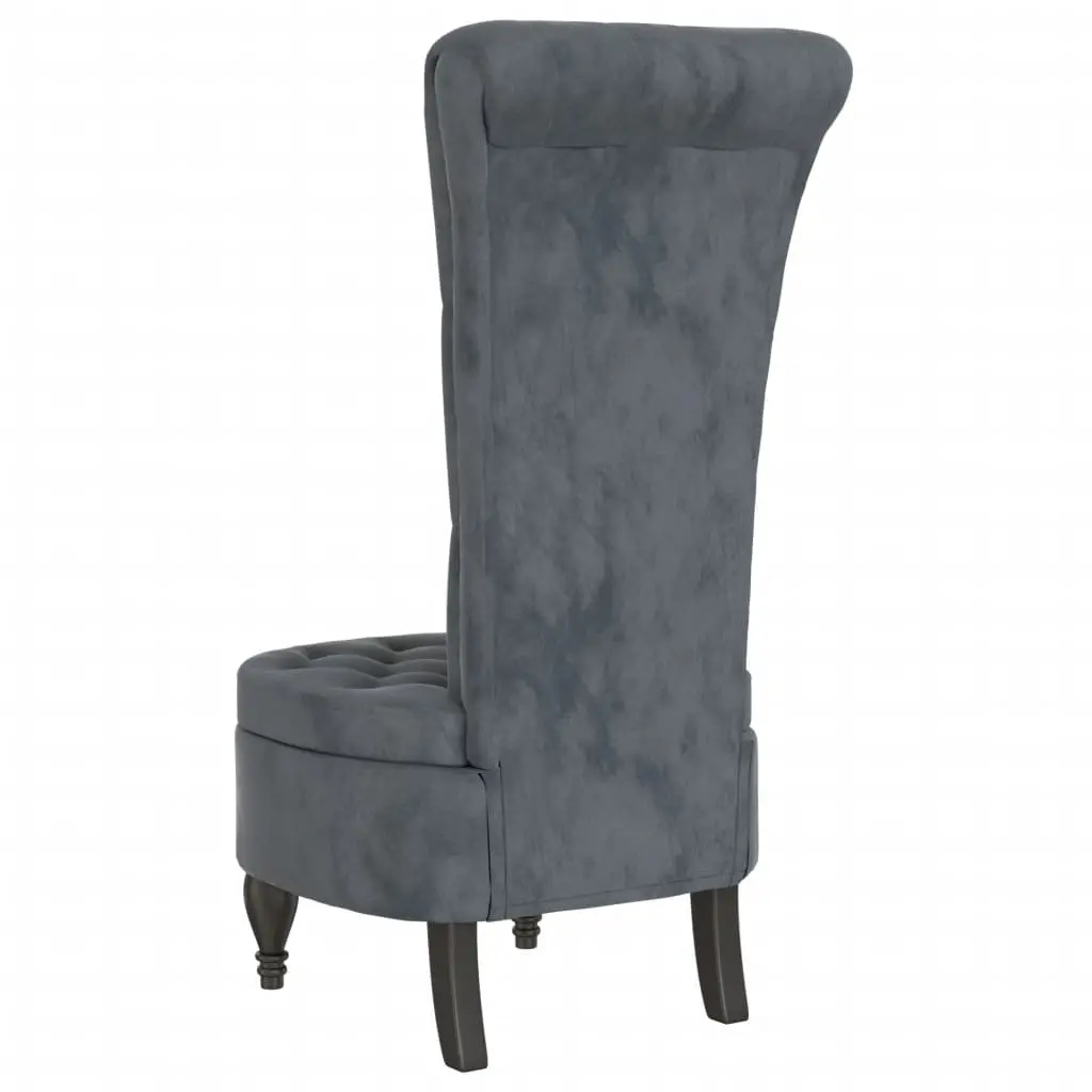 High Back Accent Chair Dark Grey Velvet Button Design Modern Living Room