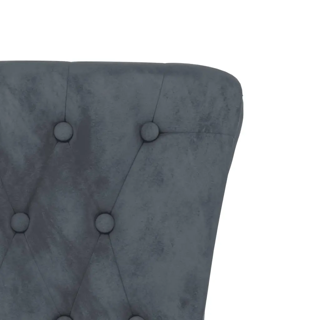 High Back Accent Chair Dark Grey Velvet Button Design Modern Living Room