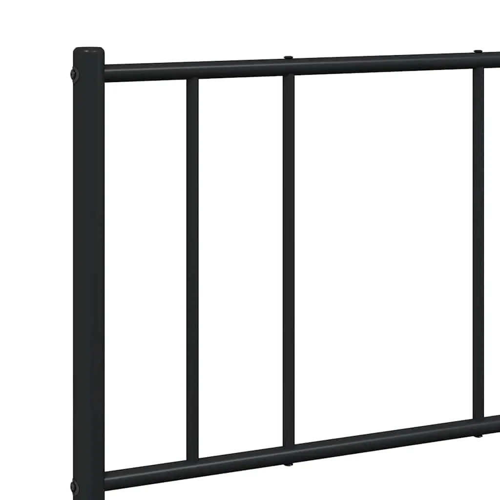 Metal Bed Frame Slatted Base with Headboard 135x190 cm Black