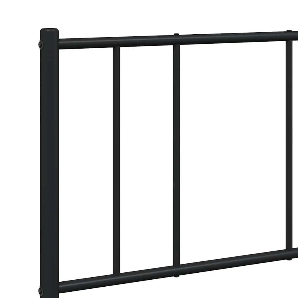 Black Metal Bed Frame 135x190 cm with Slatted Base and Footboard for Bedroom Furniture