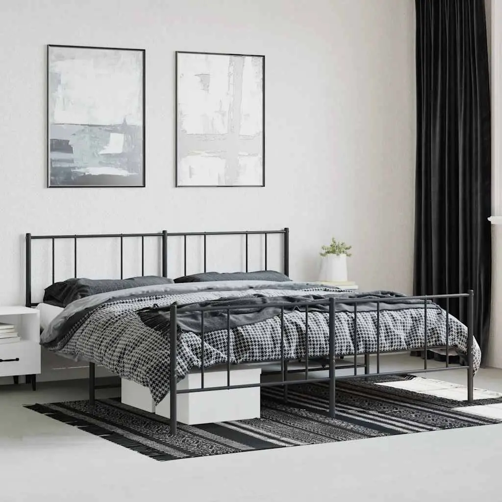 Black Metal King Size Bed Frame 183x203cm