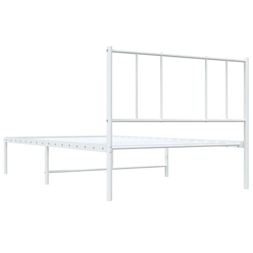 Metal Bed Frame King Single 107x203cm White Headboard Bedroom Furniture Slatted