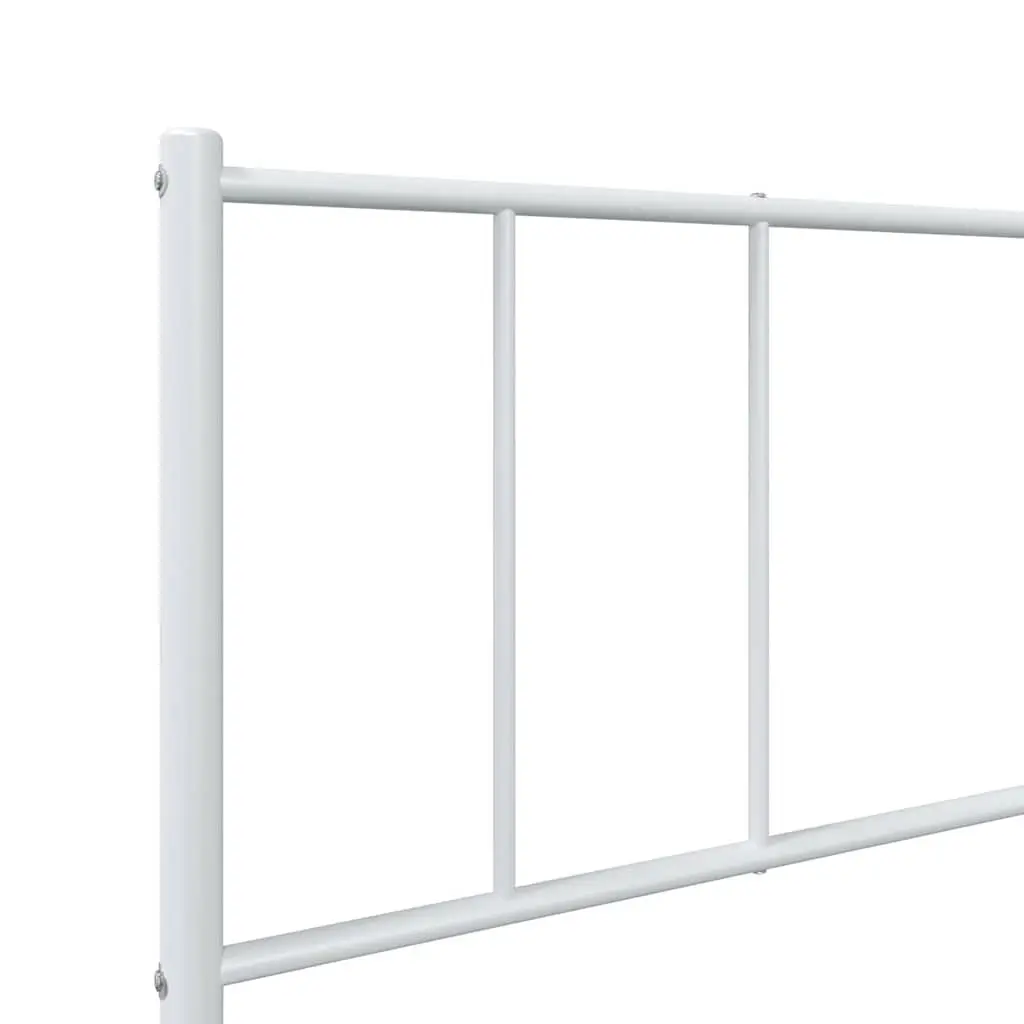Metal Bed Frame King Single 107x203cm White Headboard Bedroom Furniture Slatted