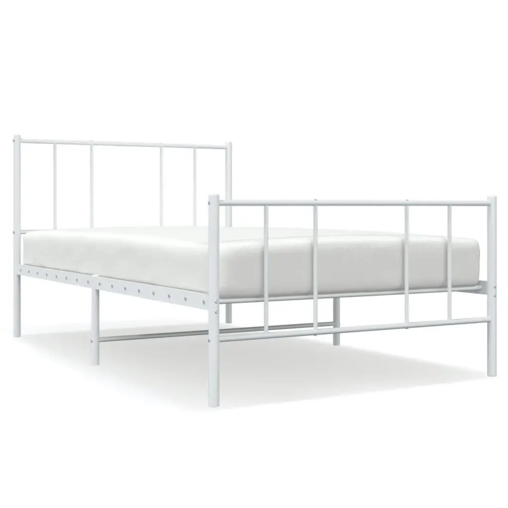 Metal Bed Frame King Single Slatted Base 107x203 cm White