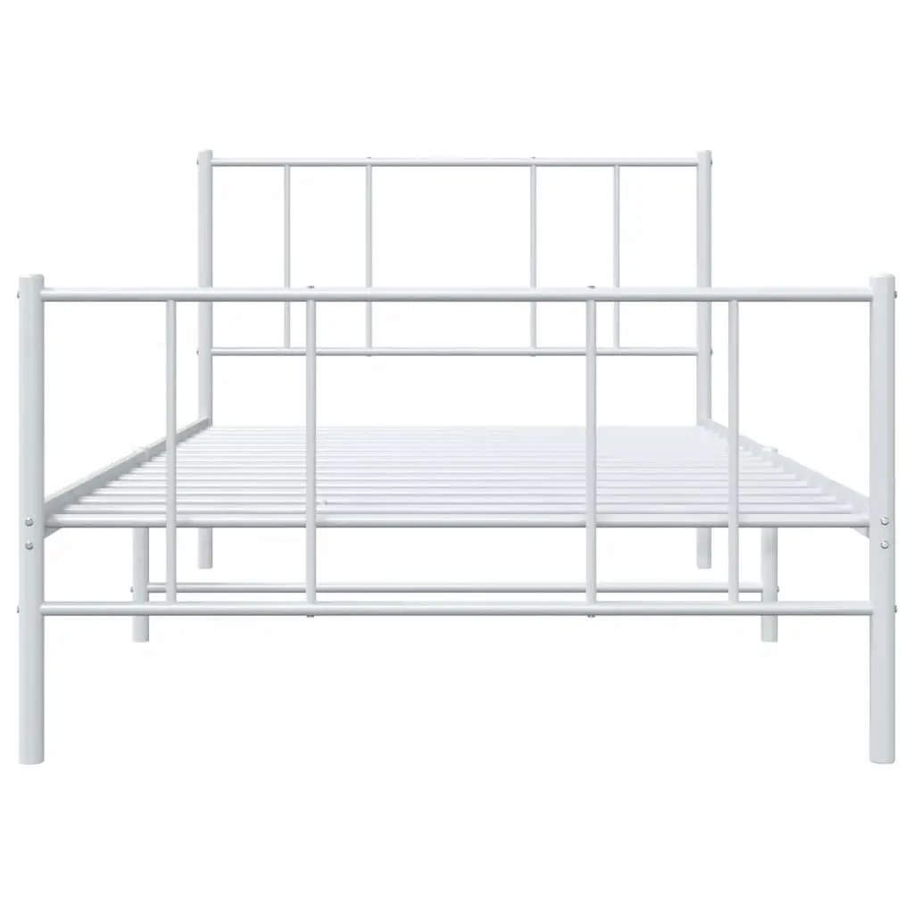 Metal Bed Frame King Single Slatted Base 107x203 cm White