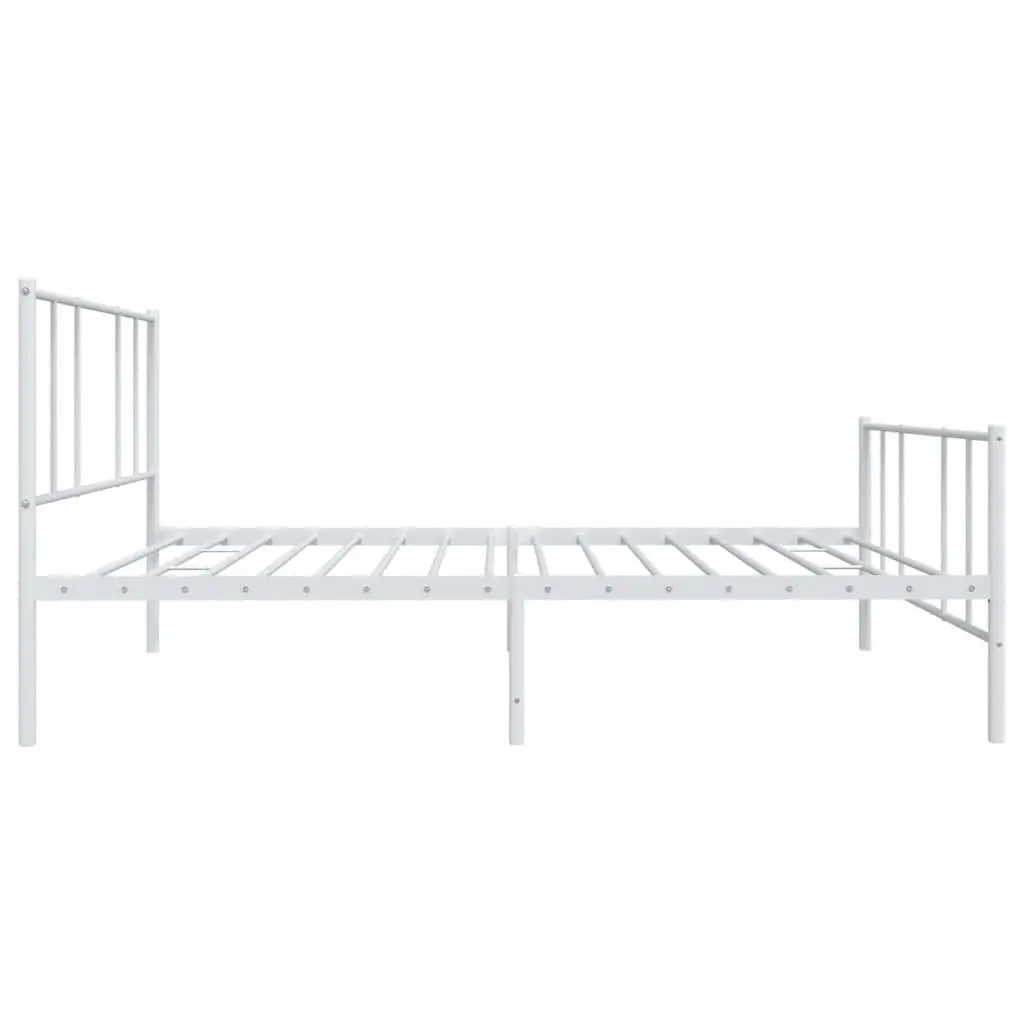 Metal Bed Frame King Single Slatted Base 107x203 cm White