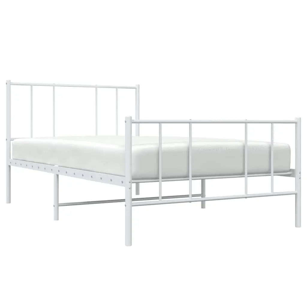 Metal Bed Frame King Single Slatted Base 107x203 cm White