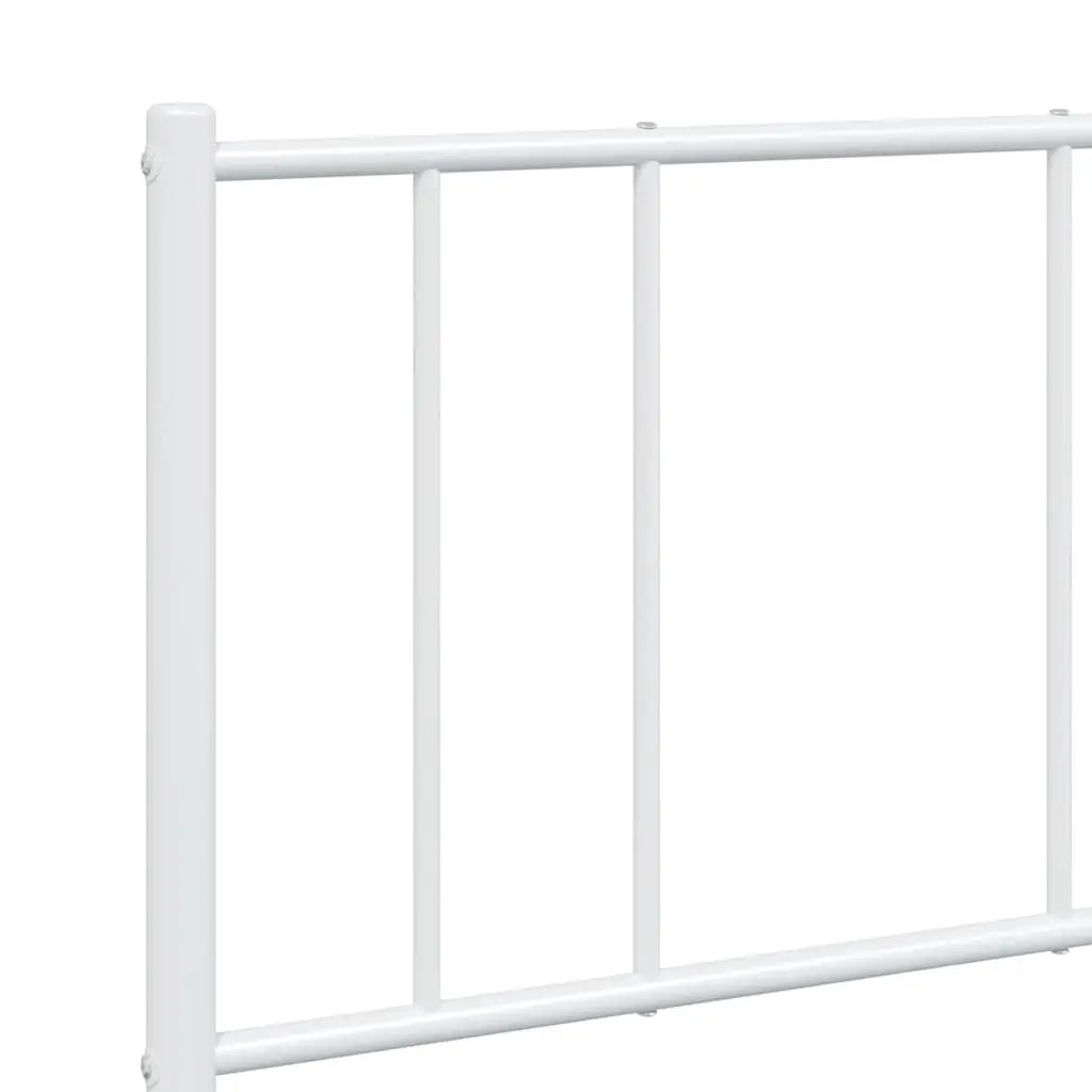 White Metal Bed Frame with Footboard and Slatted Base 135x190cm