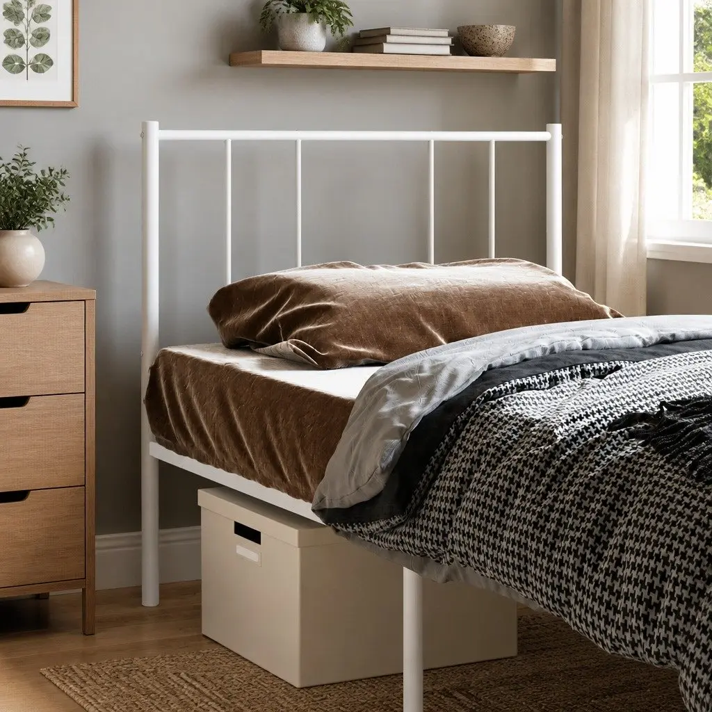 90cm White Metal Headboard
