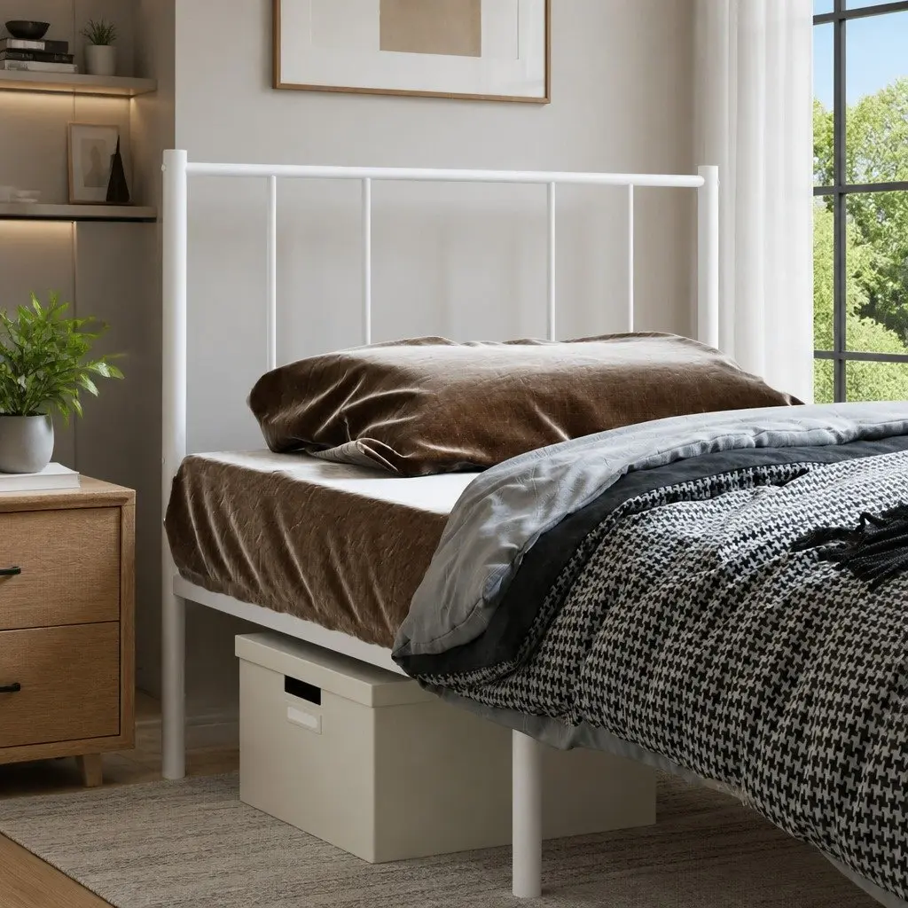 107cm White Metal Headboard