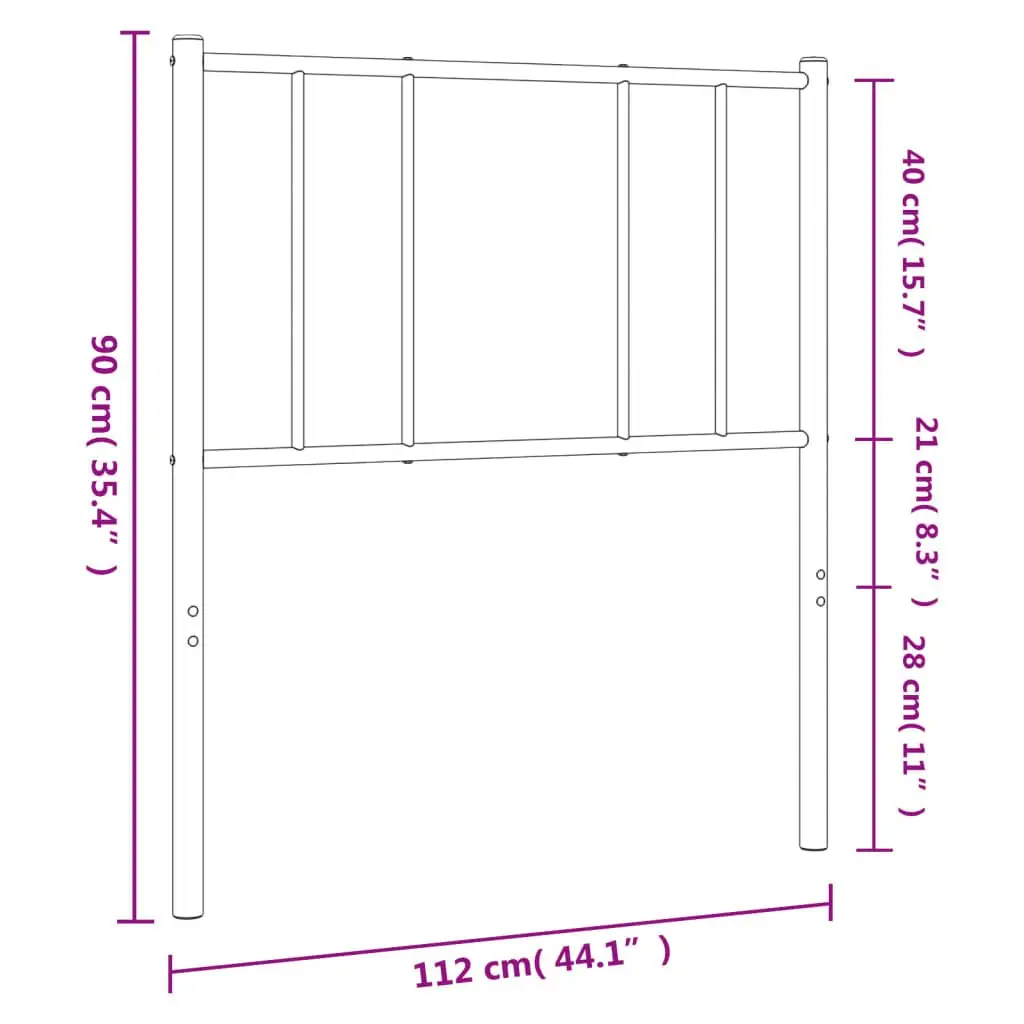 107cm White Metal Headboard