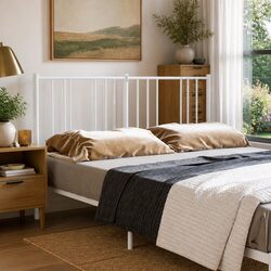 Metal Headboard White 135cm Bedroom Bed Frame Head Board Sturdy Support