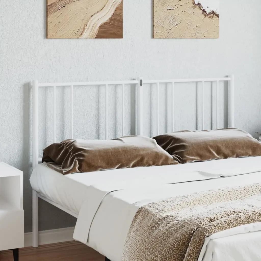 Metal Headboard White 135cm Sturdy Support Powder-coated Steel Construction