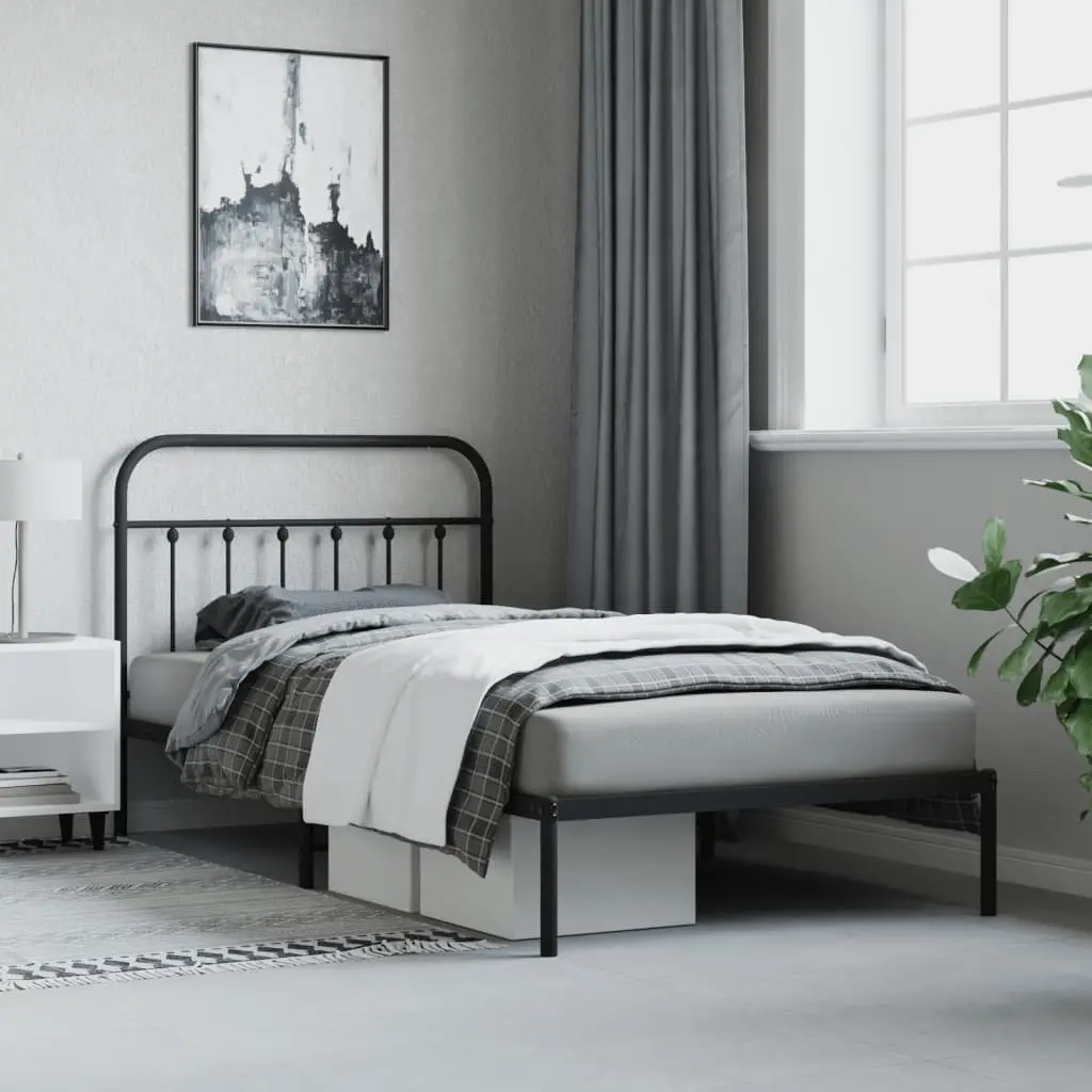 Metal Bed Frame King Single Steel Platform Black 107x203cm