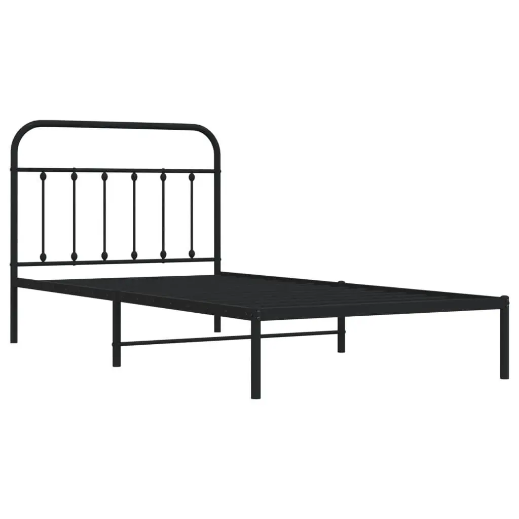 Metal Bed Frame King Single Steel Platform Black 107x203cm