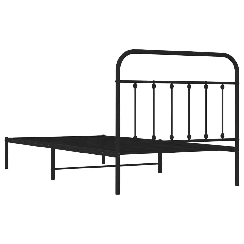 Metal Bed Frame King Single Steel Platform Black 107x203cm