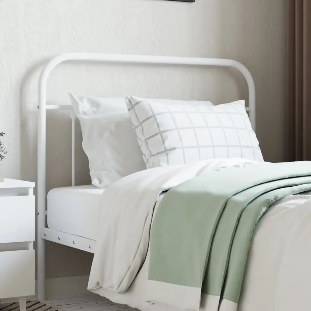 107cm White Metal Headboard for Bed Frame