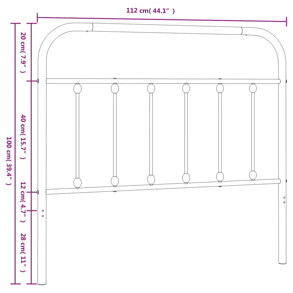 107cm White Metal Headboard for Bed Frame