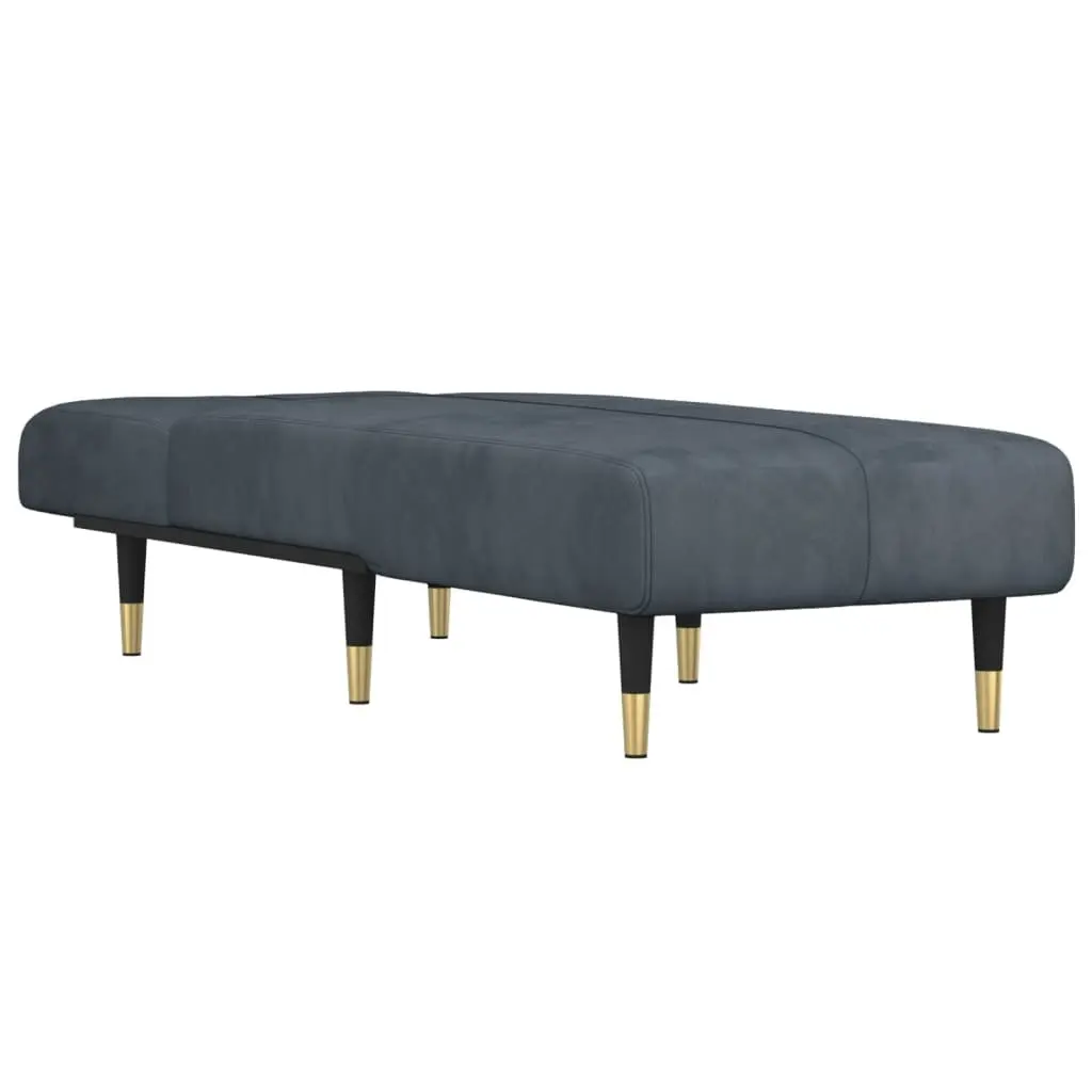 Chaise Longue Convertible Reclining Lounge Sofa Grey Velvet 3 Position