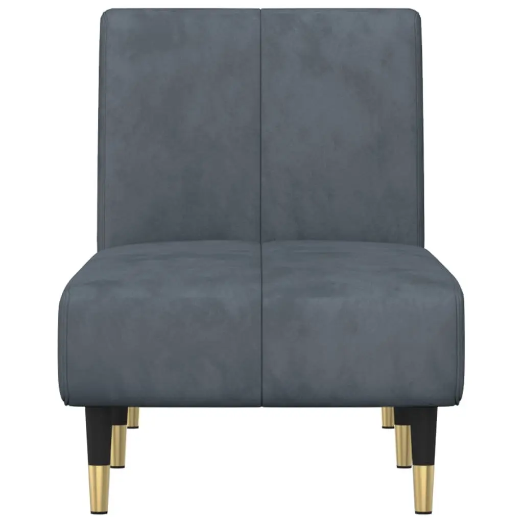 Chaise Longue Convertible Reclining Lounge Sofa Grey Velvet 3 Position
