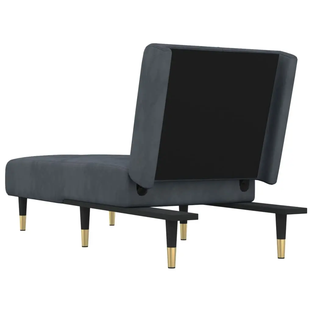 Chaise Longue Convertible Reclining Lounge Sofa Grey Velvet 3 Position