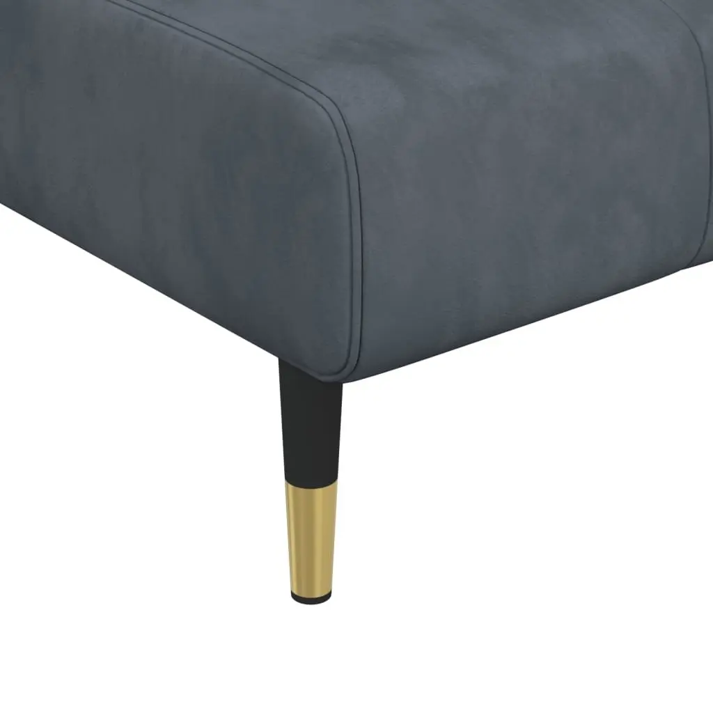 Chaise Longue Convertible Reclining Lounge Sofa Grey Velvet 3 Position