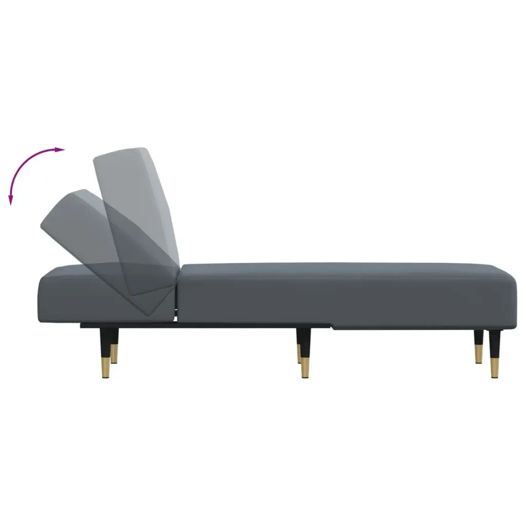 Chaise Longue Recliner Convertible Velvet Lounger 3-Position