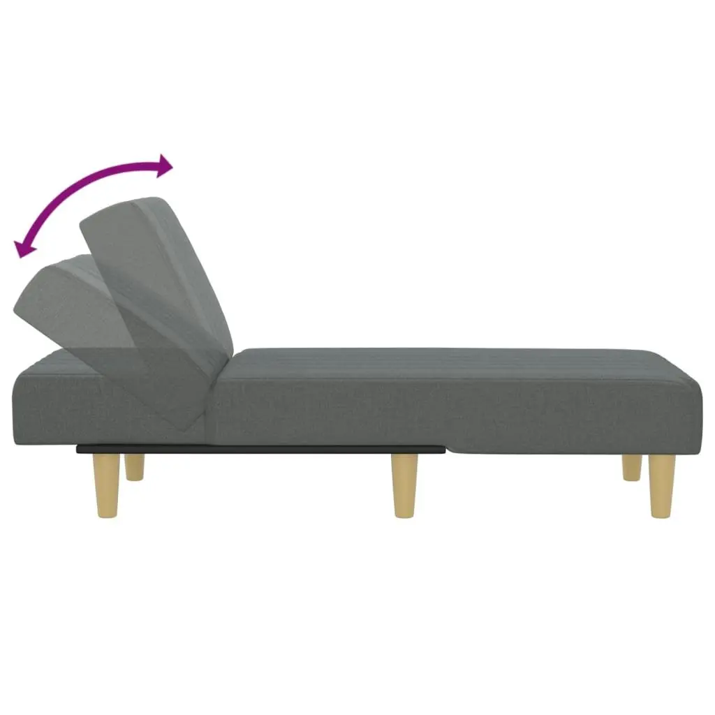 Chaise Longue Convertible Reclining Lounge Chair 3-Position Grey