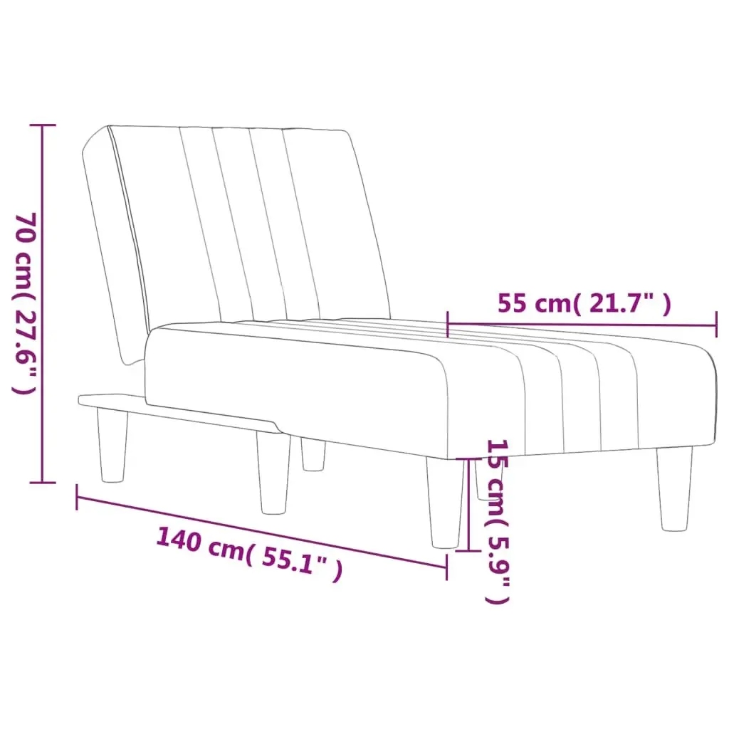Chaise Longue Convertible Reclining Lounge Chair 3-Position Grey